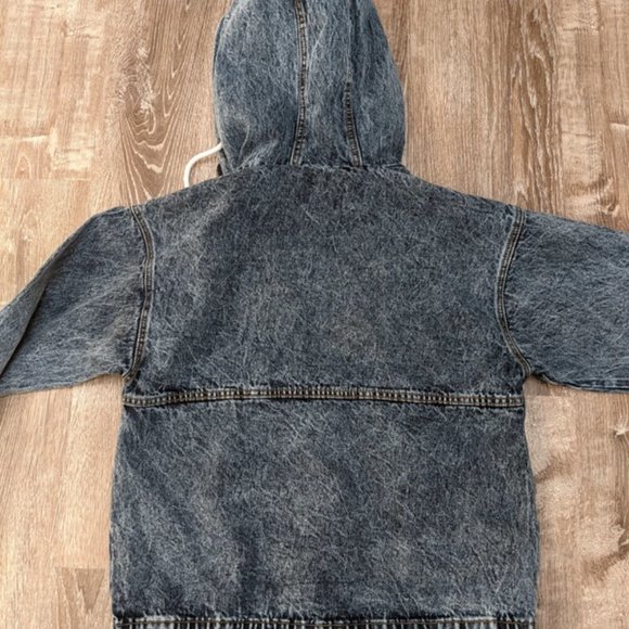 NWT Boohoo Oversized Denim Sherpa Sweatshirt Style Jacket Size 0 Petite - Picture 12 of 16